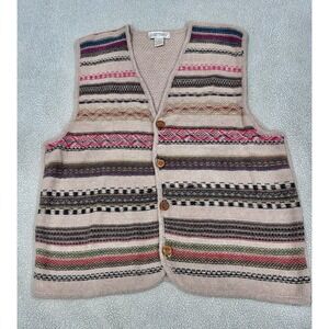 Cattivo Vintage Cotton/Ramie Knit Sweater Vest Grandpa Sweater Cottagecore Large
